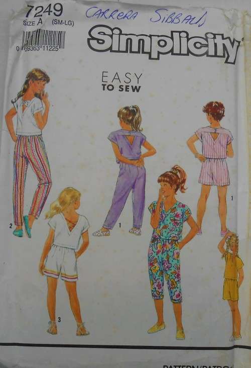SIMPLICITY 7249 GIRLS TOPS-PANTS-CAPRI-SHORTS SIZE SM-L 7-14 YEARS COMPLETE-UNCUT-F/FOLDED