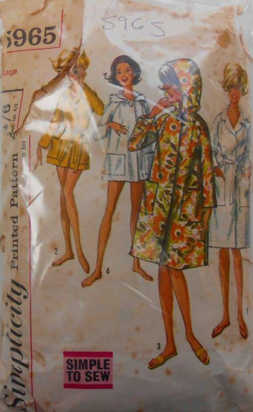 VINTAGE SIMPLICITY 5965 ROBE IN 2 LENGTHS SIZE LARGE (18-20)-COMPLETE-ZIPLOC BAG