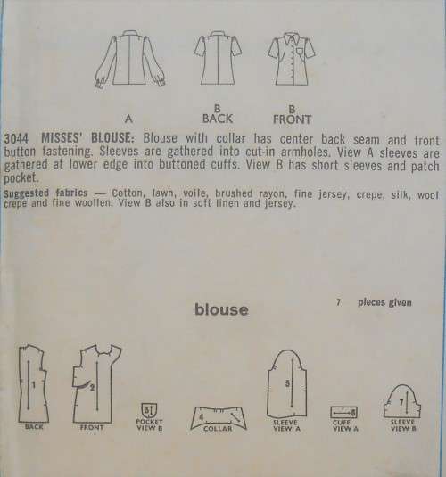 STYLE 3044 SET OF BLOUSES SIZE 8 BUST 31 1/2 COMPLETE