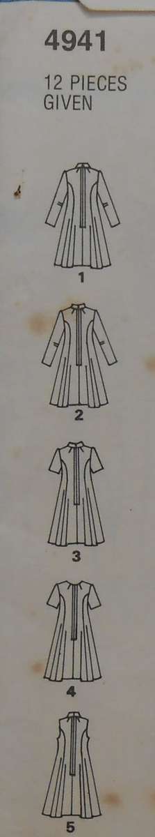 VINTAGE STYLE 4941 WOMENS DRESSES SIZE 20 BUST 107 CM/42- COMPLETE-UNCUT-F/FOLDED