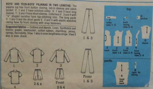 VINTAGE SIMPLICITY 6076 BOYS PJS IN 2 LENGTHS SIZE 8 YEARS CHEST 69 CM COMPLETE