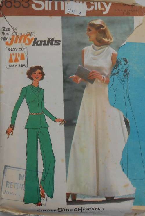 SIMPLICITY 6653 KNIT DRESS-TOP & PANTS SIZE 14 BUST 92 CM COMPLETE