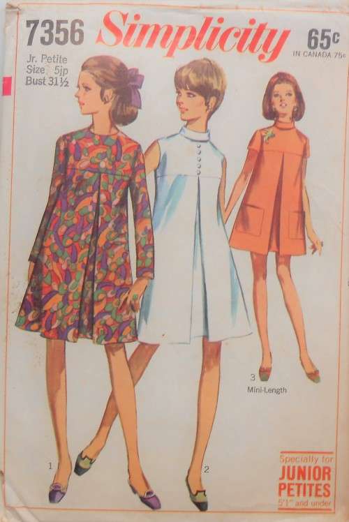 VINTAGE SIMPLICITY 7356 DRESS IN 2 LENGTHS SIZE 5JP BUST 31 1/2 COMPLETE