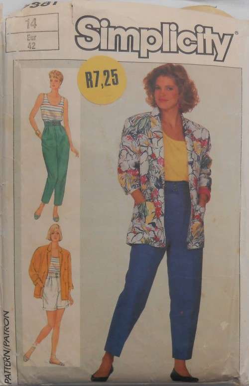 SIMPLICITY 7381 PANTS-SHORTS-UNLINED JACKET-TOP SIZE 14  SEE LISTING