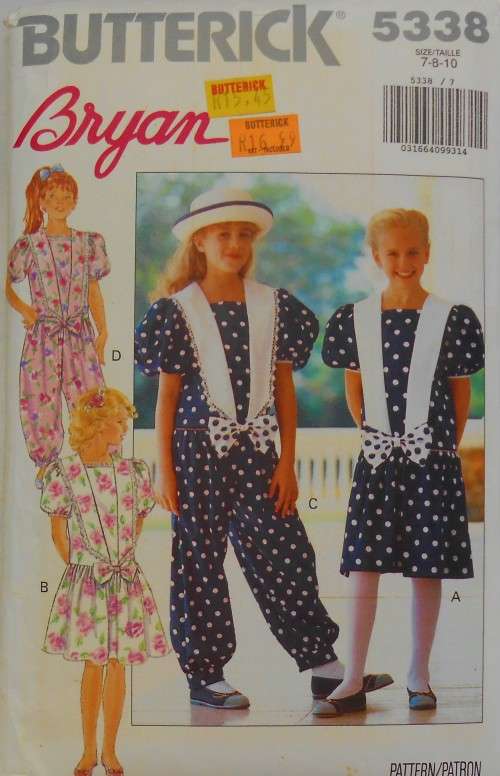 BUTTERICK 5338 GIRLS DRESS & JUMPSUIT SIZE 7-8-10 YEARS COMPLETE