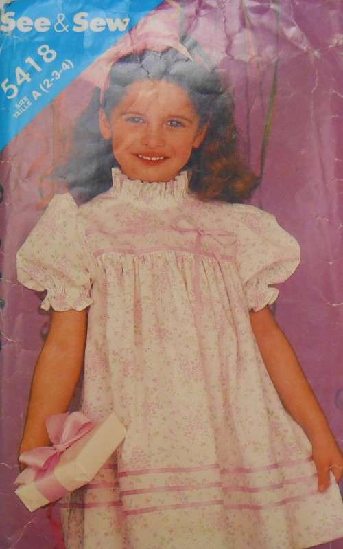 BUTTERICK 5418 GIRLS A-LINE DRESS SIZE 2-3-4 YEARS COMPLETE