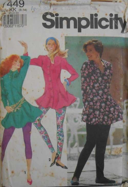 SIMPLICITY 7449 LEGGINGS IN 3 LENGTHS & TOPS SIZE KK 8 - 14 COMPLETE-PART CUT