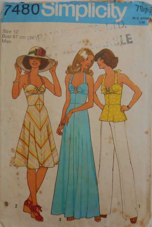SIMPLICITY 7480 HALTER DRESS-TOP SIZE 12 BUST 87 CM COMPLETE