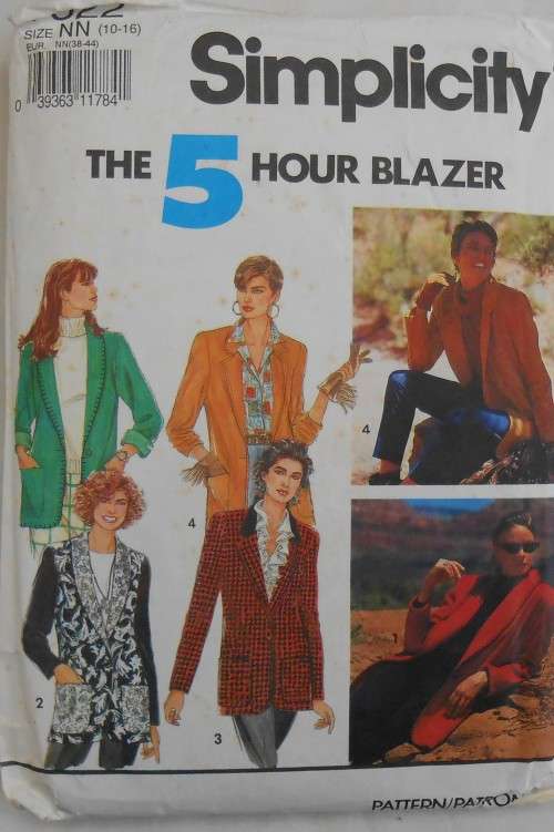 SIMPLICITY 7522 THE 5 HOUR BLAZER SIZE NN 10-16 COMPLETE