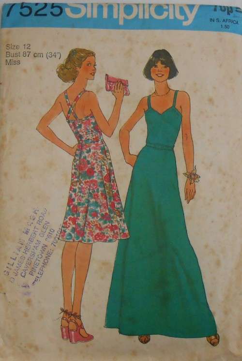SIMPLICITY 7525 HALTER DRESS SIZE 12 BUST 87 CM COMPLETE