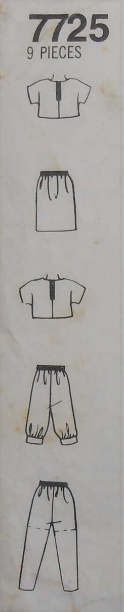 SIMPLICITY 7725 GIRLS PANTS/SHORTS-TOP-SKIRT SIZE AA 7-10 YEARS COMPLETE