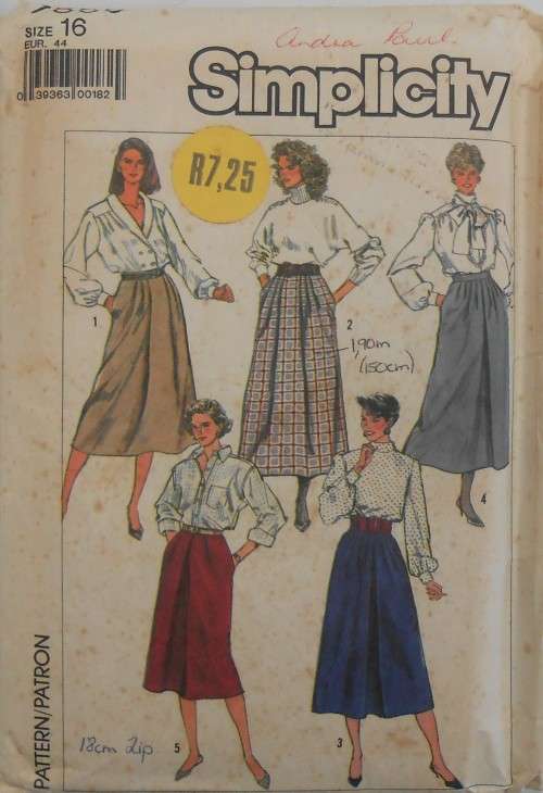 SIMPLICITY 7856 SKIRTS IN 2 LENGTHS SIZE 16 COMPLETE