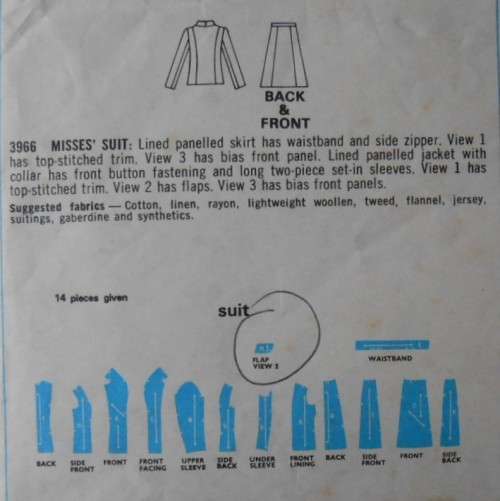 STYLE PATTERN 3966  SUIT WITH LINED PANELED SKIRT SIZE 12 BUST 34 SEE LISTING