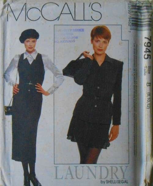 McCALLS 7945 LINED JACKET-BIAS SKIRT-PINAFORE-BLOUSE SIZE B 8-10-12 COMPLETE-UNCUT-F/FOLDED