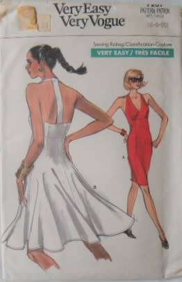 VERY EASY VOGUE 7207 HALTER NECK DRESS SIZE 6-8-10 COMPLETE-UNCUT-F/FOLDED