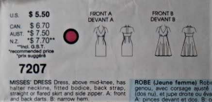 VERY EASY VOGUE 7207 HALTER NECK DRESS SIZE 6-8-10 COMPLETE-UNCUT-F/FOLDED