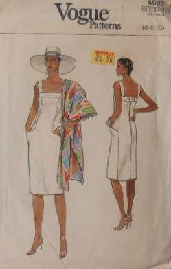 VOGUE 8983  DRESS & SHAWL SIZE 6-8-10  COMPLETE-CUT TO SIZE 10