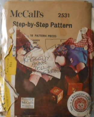 McCALLS 2531 RAGGETTY ANNE DOLL & CLOTHES  COMPLETE-UNCUT-F/FOLDED
