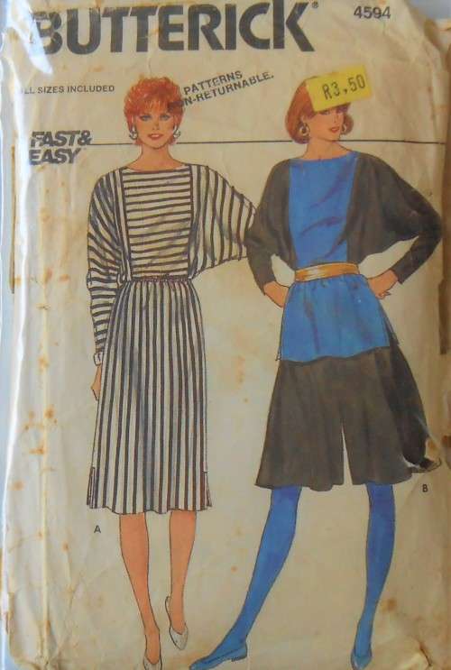 BUTTERICK 4594 DRESS-TOP-CULOTTES SIZE 8-16 COMPLETE-ZIPLOC