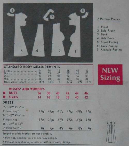 VINTAGE BUTTERICK 4703 ONE PIECE DRESS SIZE 38 BUST 42 COMPLETE-UNCUT-F/FOLDED