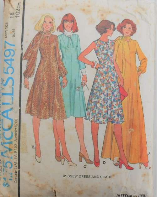 McCALLS 5497 DRESS & SCARF SIZE 18 BUST 102 CM SEE LISTING