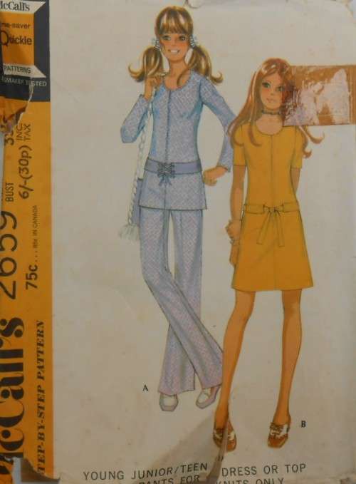McCALLS 2659 DRESS-TOP-PANTS FOR KNITS  SIZE 15/16 BUST 35 COMPLETE-ZIPLOC