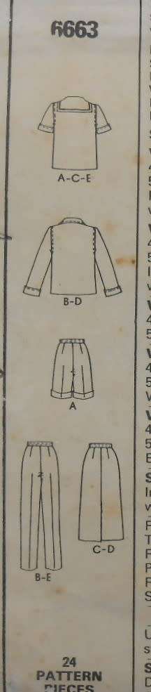 McCALLS 6663 TOP-SKIRT-PANTS-SHORTS SIZE 14 BUST 36 COMPLETE-UNCUT-F/FOLDED