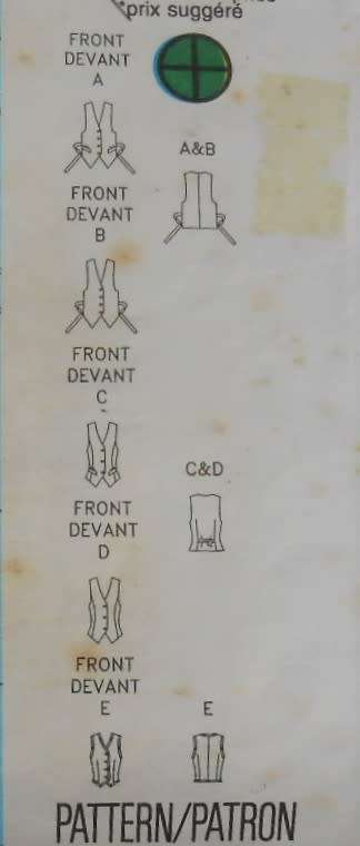 BUTTERICK 6714  FITTED LINED WAISTCOATS SIZE 14-16-18 COMPLETE