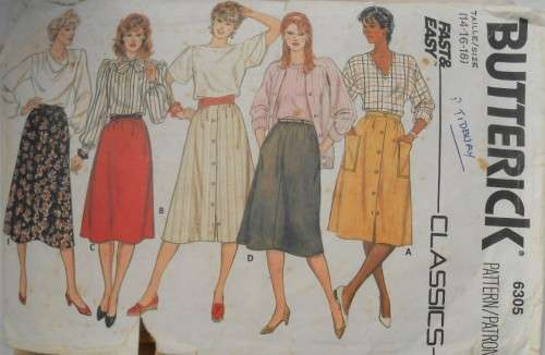 BUTTERICK 6305 SET OF SHIRTS SIZE 14-16-18 SEE LISTING-ZIPLOC