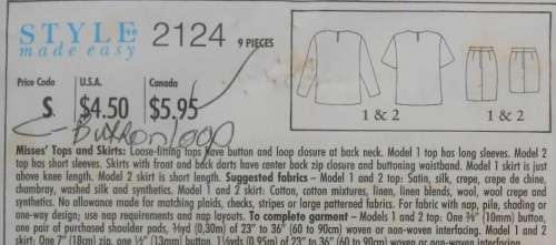 STYLE 2124 TOP & SKIRT SIZE A 6 - 16 COMPLETE