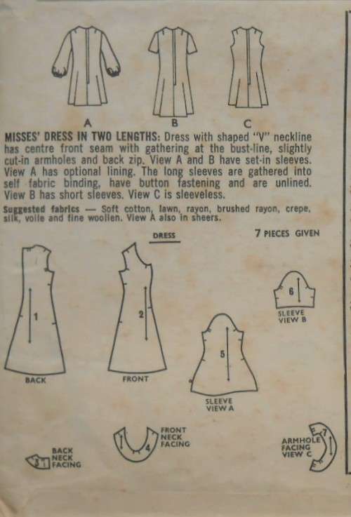 VINTAGE STYLE 2714 DRESS WITH V NECKLINE SIZE 12 BUST 34 COMPLETE