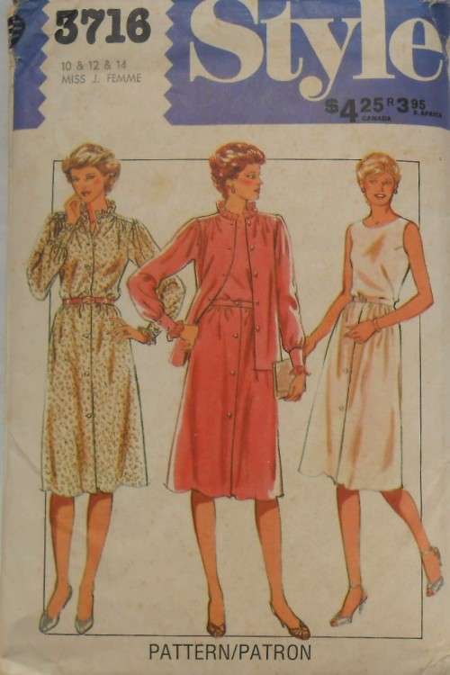 STYLE 3716 BLOUSE-PULLOVER TOP-SKIRT SIZE 10-12-14 COMPLETE