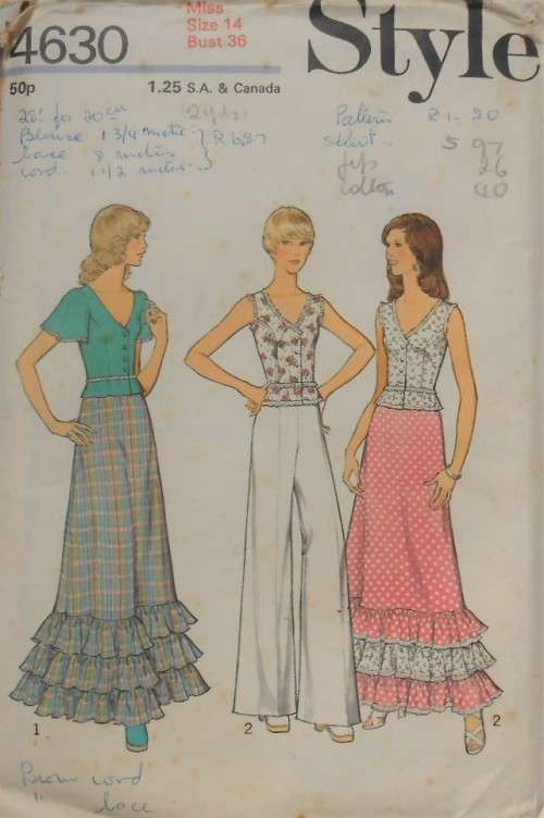VINTAGE STYLE 4630TOP-SKIRT-PANTS  SIZE 14 BUST 36  COMPLETE