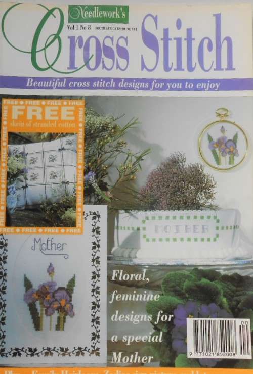 NEEDLEWORK`S CROSS STITCH  MAGAZINE VOL 1 NO 8 WITH PATTERNS  68 PAGES