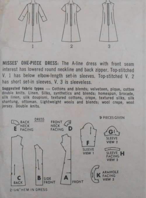 VINTAGE SIMPLICITY PATTERNS 6782 ONE PIECE DRESS SIZE 16 BUST 36 SEE LISTING