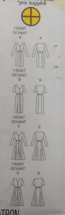 BUTTERICK 3248 FRONT CLOSING DRESSES WITH NECKLINE VARIATIONS SIZE 14-16-18 COMPLETE-PART CUT