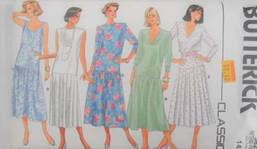 BUTTERICK 3627 LOOSE FITTING PULLOVER DRESS SIZE 14 COMPLETE-PART CUT