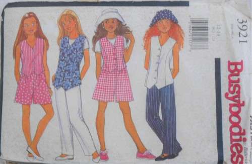 BUTTERICK 3921 GIRLS WAISTCOAT-TOP-PANTS-HAT SIZE 12-14 YEARS - NO SHORTS PATTERN SUPPLIED