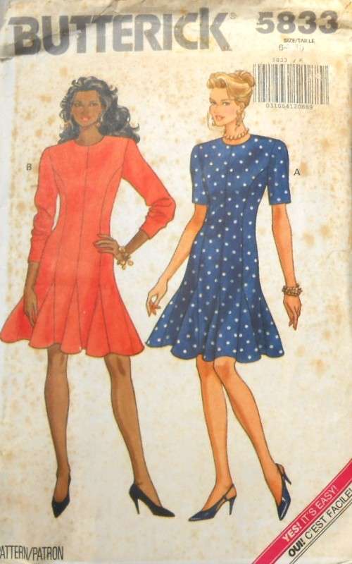 BUTTERICK 5833 SEMI FITTED FLARED DRESS SIZE 6-10 COMPLETE