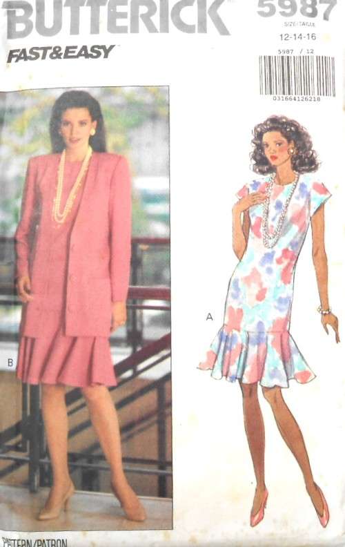 BUTTERICK 5987 JACKET-DRESS SIZE 12-14-16 COMPLETE