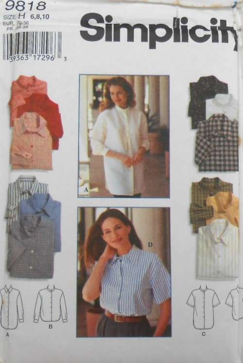 SIMPLICITY 9818 LOOSE FITTING SHIRTS SIZE H 6-8-10 COMPLETE-UNCUT-F/FOLDED