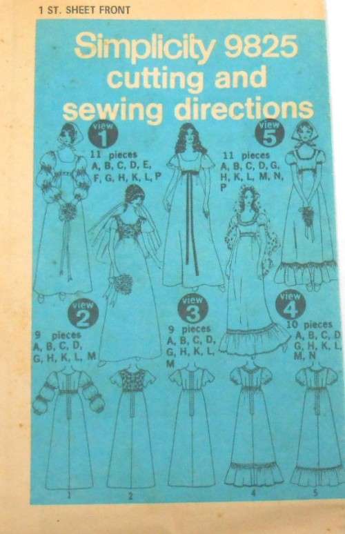 SIMPLICITY 9825 WEDDING OR BRIDESMAID DRESS SIZE 12 COMPLETE-ZIPLOC