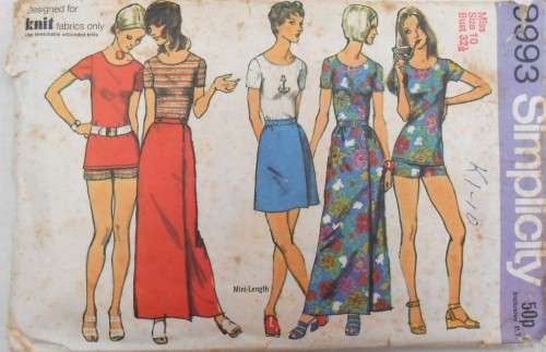 SIMPLICITY 9993 FRONT WRAP SKIRT IN 2 LENGTHS-TOP-SHORT SHORTS SIZE 10 BUST 32 1/2 COMPLETE