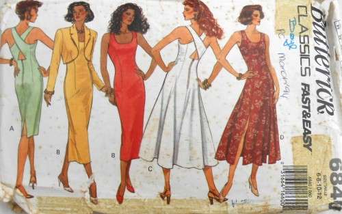 BUTTERICK 6840 SLIGHT FLARED DRESS+ BOLERO JACKET SIZE 6-8-10-12 COMPLETE-ZIPLOC