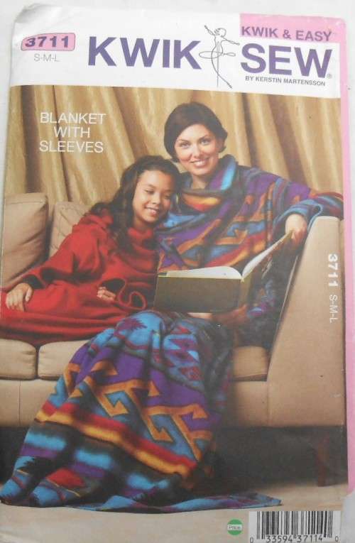 KWIK SEW 3711 BLANKET WITH SLEEVES SIZE S-M-L COMPLETE-UNCUT-F/FOLDED