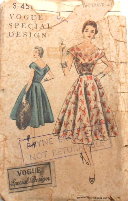 1940S VOGUE SPECIAL DESIGN S 4501 - ONE PIECE DRESS - THIS PATTERN IS INCOMPLETE-GREAT MEMORY