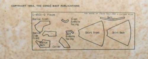 1940S VOGUE SPECIAL DESIGN S 4501 - ONE PIECE DRESS - THIS PATTERN IS INCOMPLETE-GREAT MEMORY