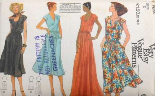 VERY EASY VOGUE 7053-DRESS-TOP-SKIRT SIZE E 14-16 COMPLETE-UNCUT-F/FOLDED