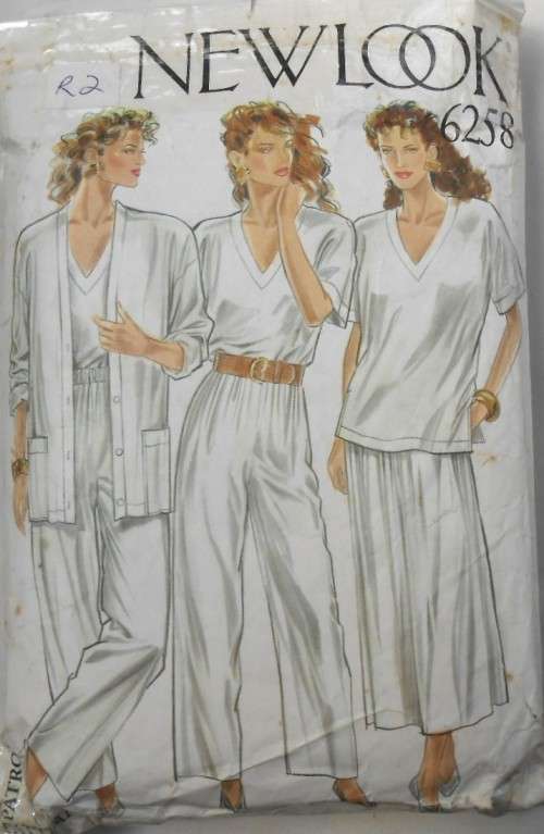 NEW LOOK PATTERNS 6258 JACKET-TOP-SKIRT-PANTS SIZES 8-18 COMPLETE