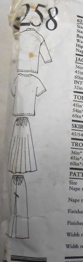 NEW LOOK PATTERNS 6258 JACKET-TOP-SKIRT-PANTS SIZES 8-18 COMPLETE